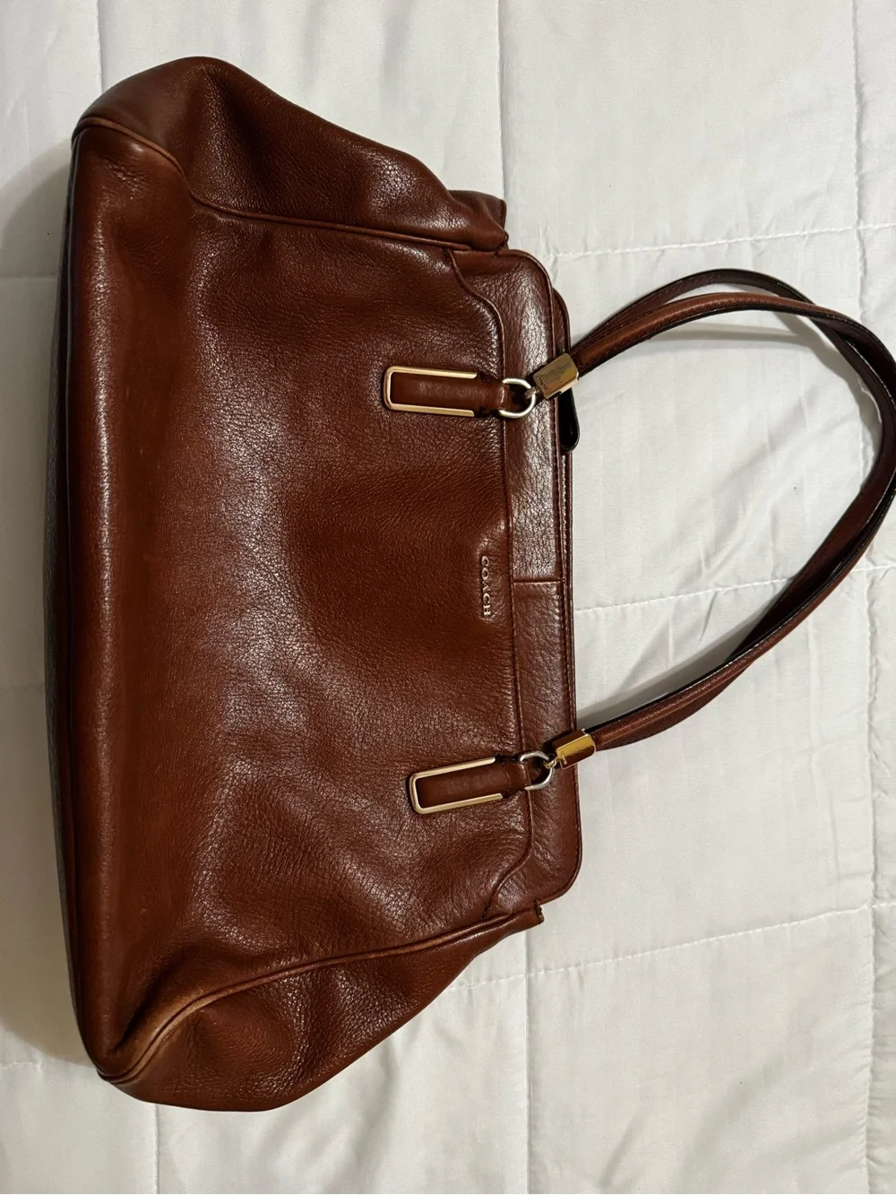 Coach Chestnut Brown Leather Shoulder Bag with Gold Hardware